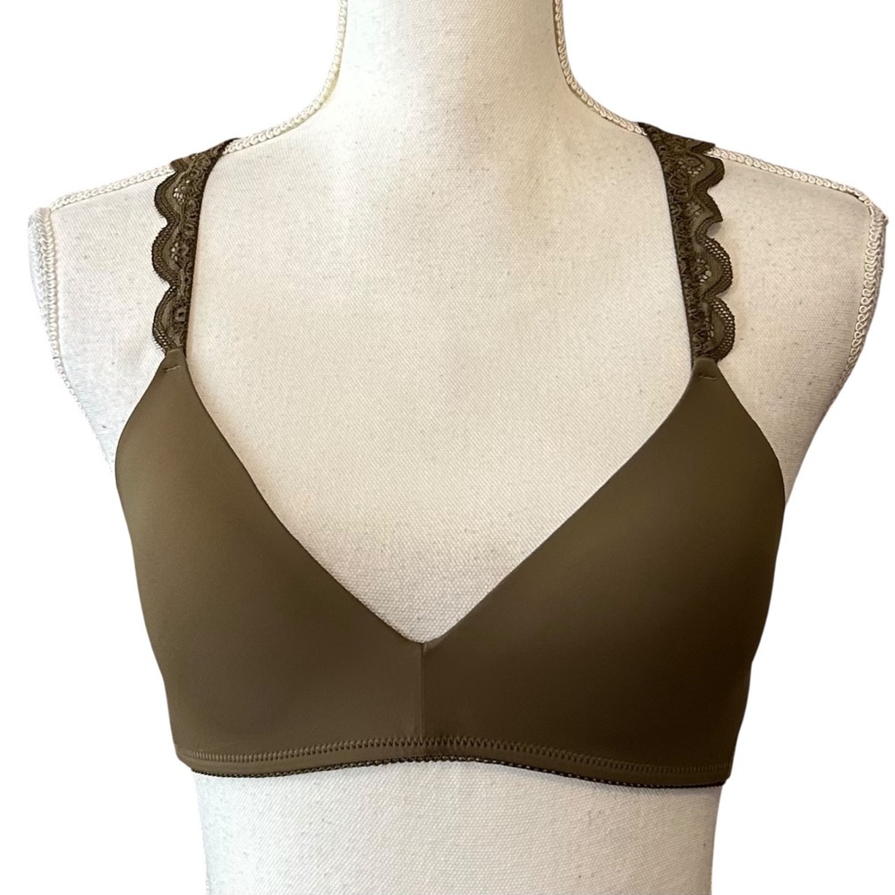 Aerie Real Happy Wireless Lightly Lined Bra Women’s SZ 34B‎ in Olive Green